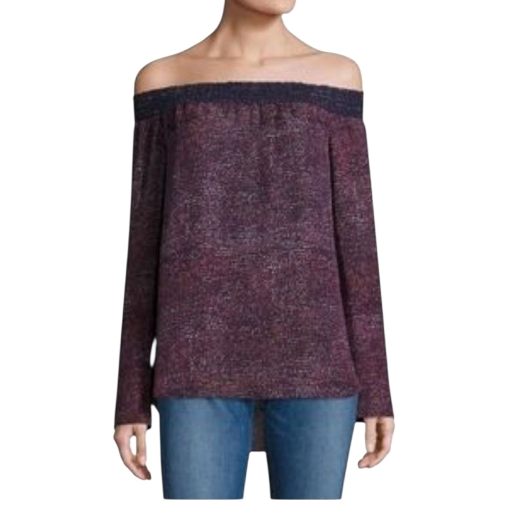 10 Crosby Derek Lam Navy Silk Printed Off-Shoulder Blouse 4